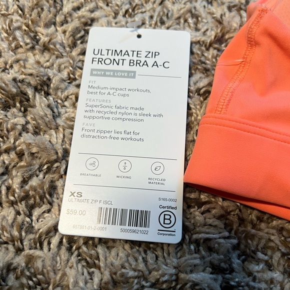 Athleta Ultimate Zip Front Bra A-C cup - Picture 4 of 5